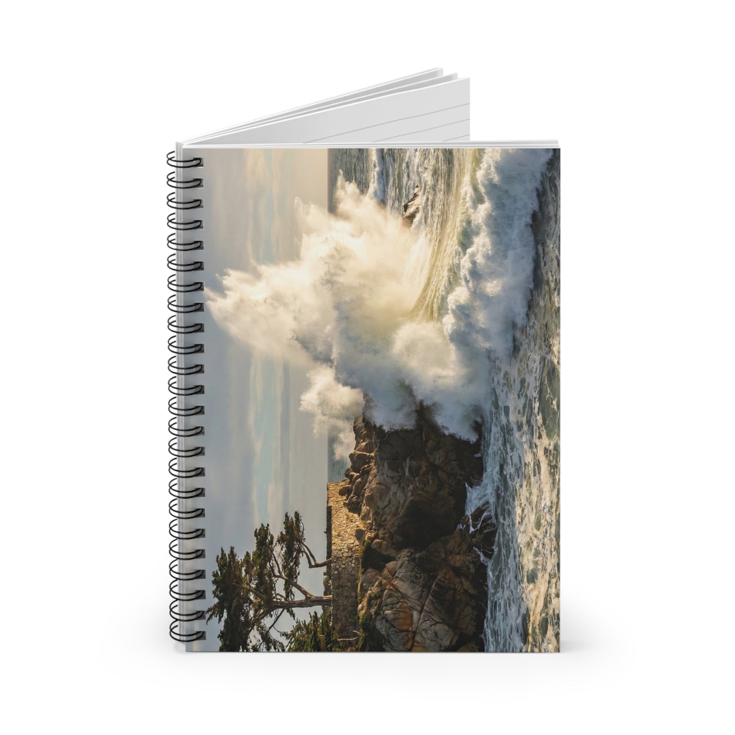 Coastal Wave Splash Spiral Notebook — Ocean Photography Ruled Journal