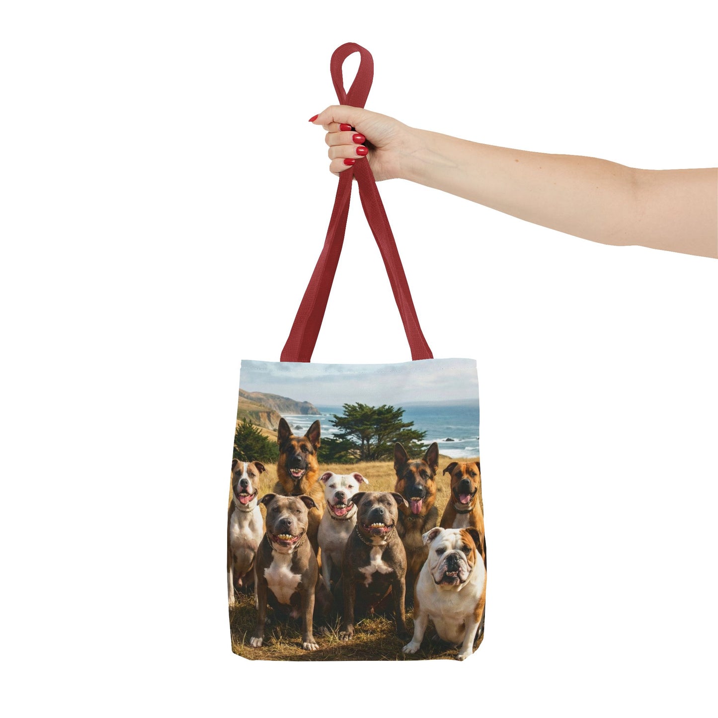 Dog Pack Beach Tote Bag — All-Over-Print Coastal Canine Canvas Tote