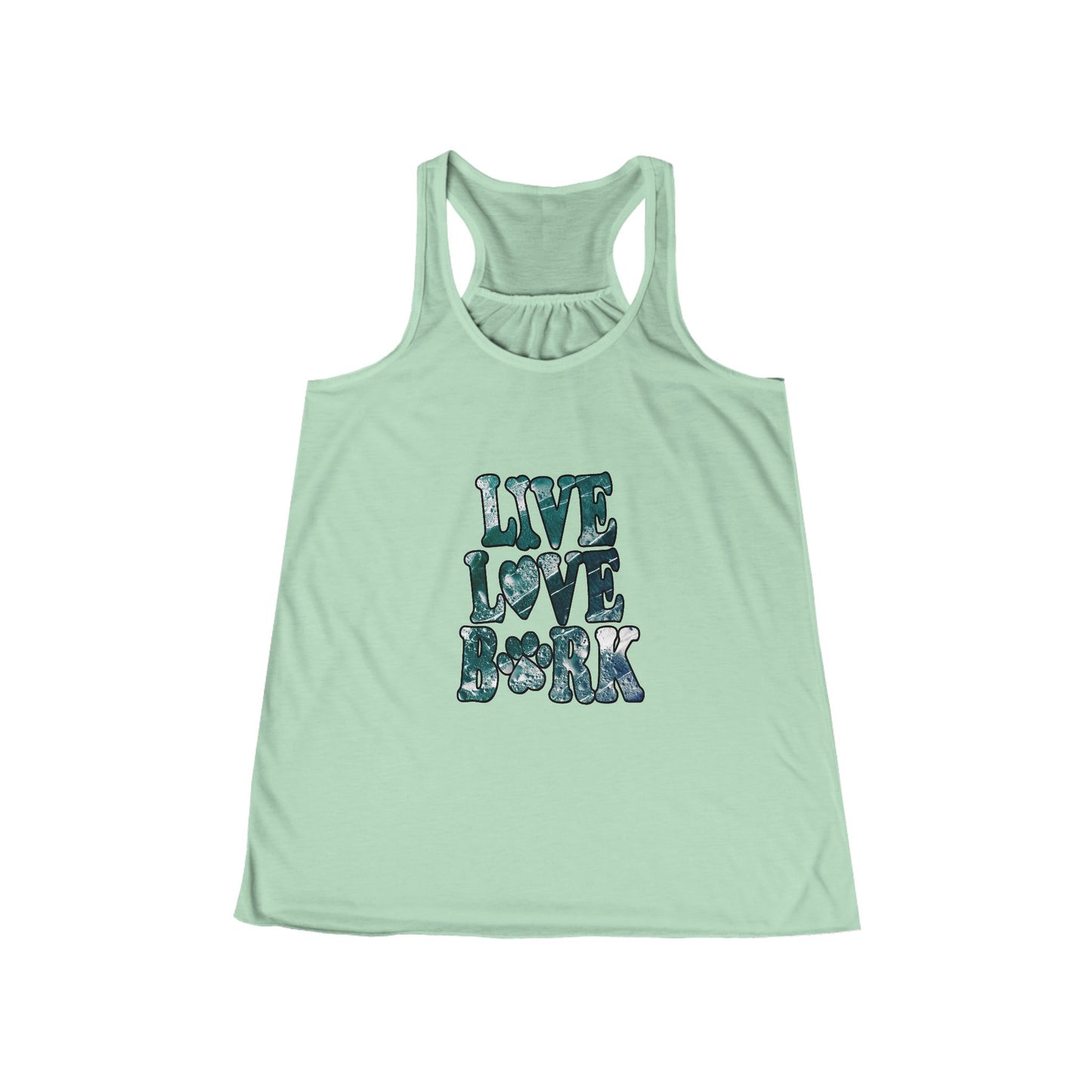 Live Love Bark Women's Racerback Tank - Dog Lover Flowy Tank Top