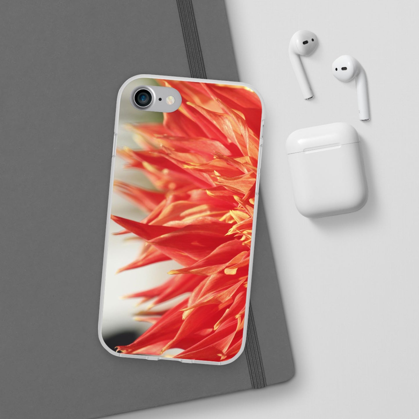 Red Dahlia Floral Phone Case — Slim Flexible Protective Cover
