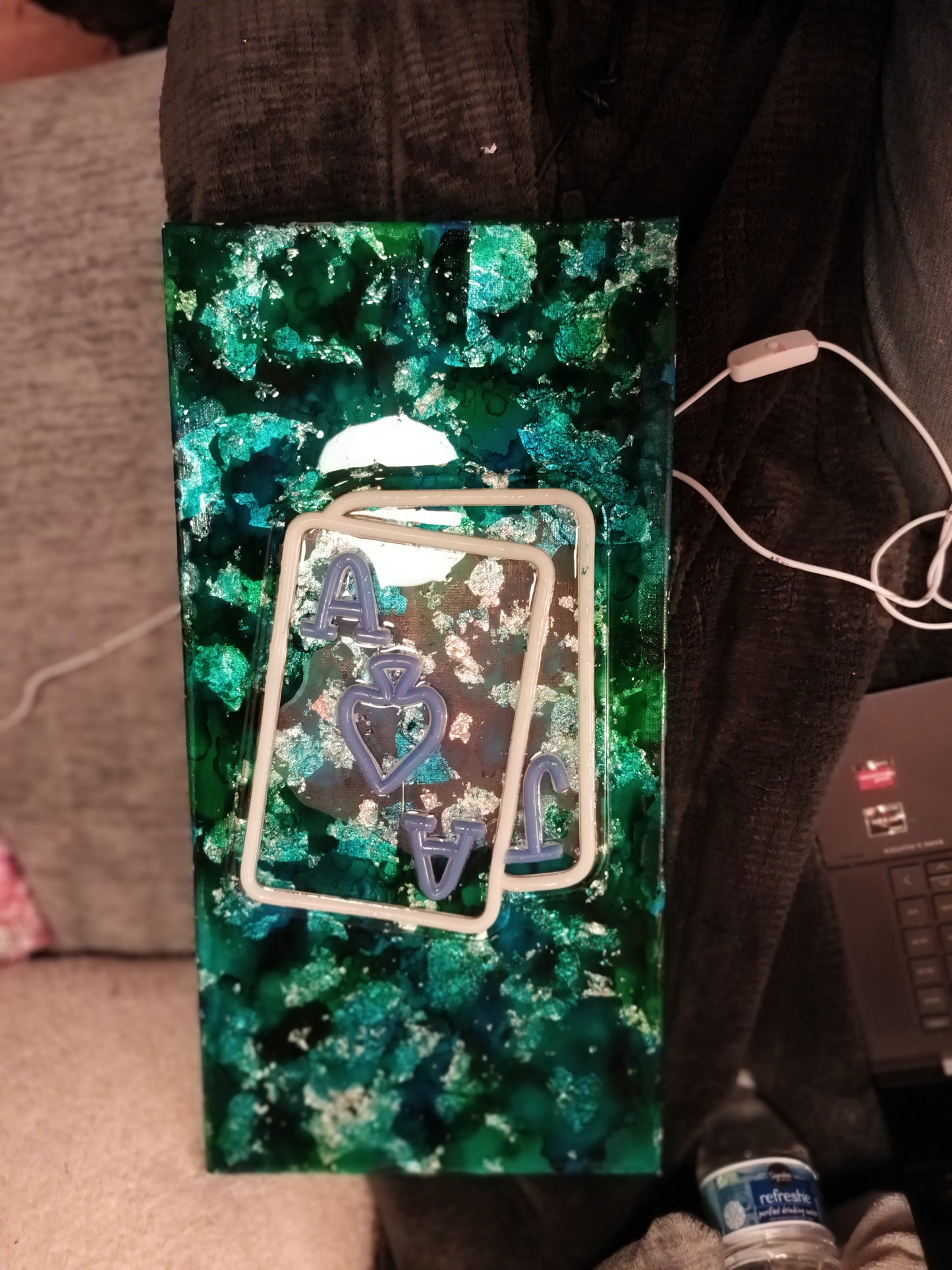 Resin LED Light Painting on Canvas