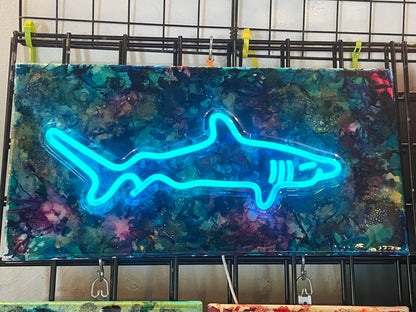 Resin LED Light Painting on Canvas