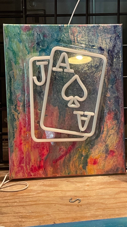 Resin LED Light Painting on Canvas